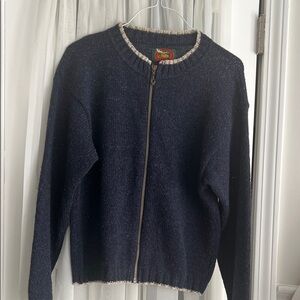 Navy Blue Zip-Up Sweater